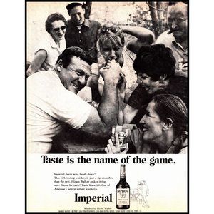 1969 Imperial Whiskey Vintage Print Ad Arm Wrestling Friends Outdoors Wall Art